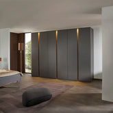 Larisa 301cm Graphite & Atlantic Oak Hinged 6 Door Wardrobe - Pendle Village Furniture